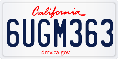 CA license plate 6UGM363