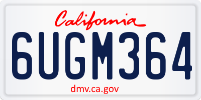 CA license plate 6UGM364