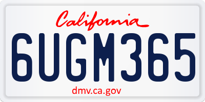 CA license plate 6UGM365