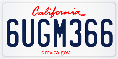 CA license plate 6UGM366