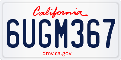 CA license plate 6UGM367