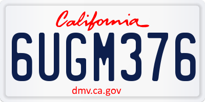 CA license plate 6UGM376