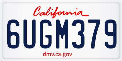 CA license plate 6UGM379