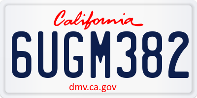 CA license plate 6UGM382