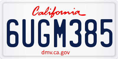 CA license plate 6UGM385