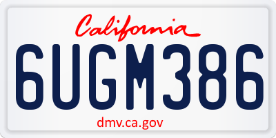 CA license plate 6UGM386