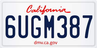 CA license plate 6UGM387