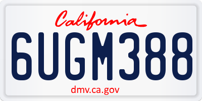 CA license plate 6UGM388