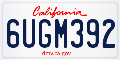 CA license plate 6UGM392