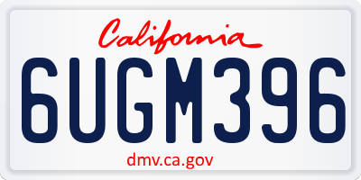 CA license plate 6UGM396