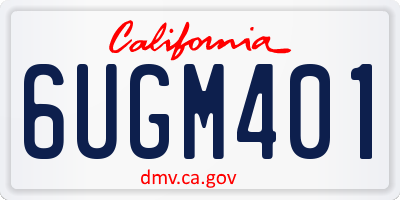 CA license plate 6UGM401