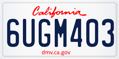 CA license plate 6UGM403