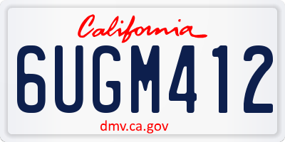 CA license plate 6UGM412