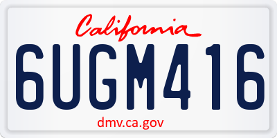 CA license plate 6UGM416