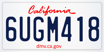 CA license plate 6UGM418