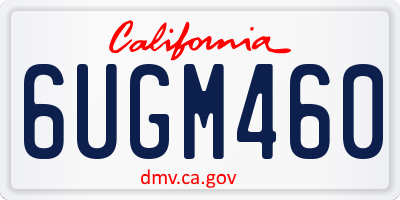 CA license plate 6UGM460