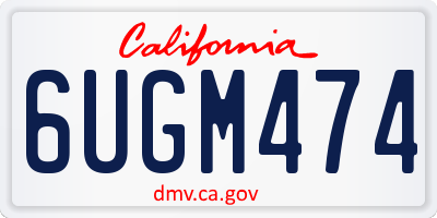 CA license plate 6UGM474