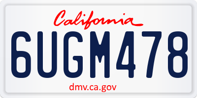 CA license plate 6UGM478