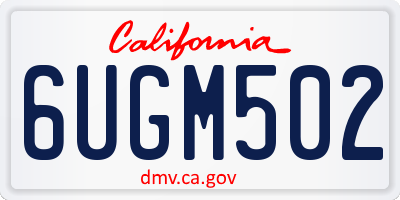 CA license plate 6UGM502