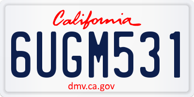 CA license plate 6UGM531
