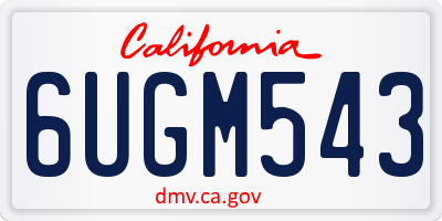 CA license plate 6UGM543