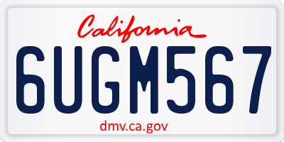 CA license plate 6UGM567