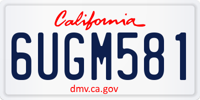CA license plate 6UGM581