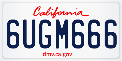 CA license plate 6UGM666