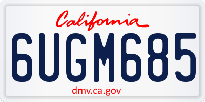 CA license plate 6UGM685