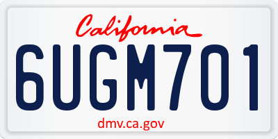 CA license plate 6UGM701