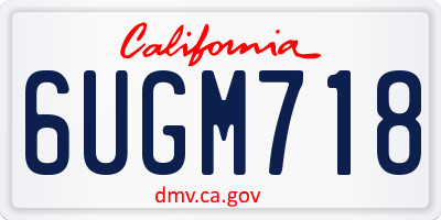 CA license plate 6UGM718