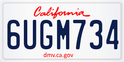 CA license plate 6UGM734