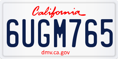 CA license plate 6UGM765