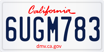 CA license plate 6UGM783