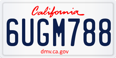 CA license plate 6UGM788