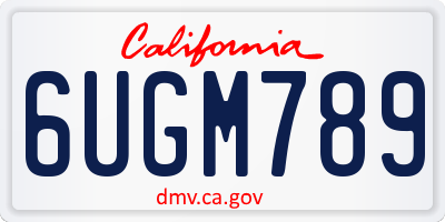 CA license plate 6UGM789