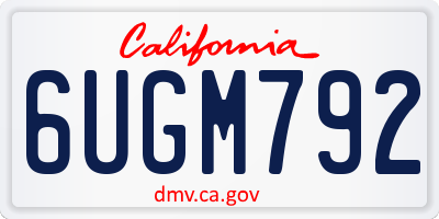 CA license plate 6UGM792