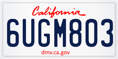 CA license plate 6UGM803