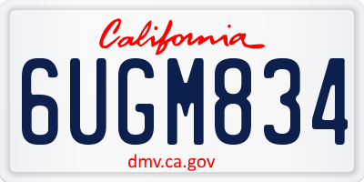 CA license plate 6UGM834