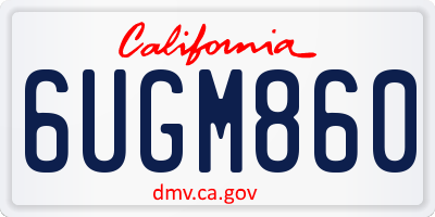 CA license plate 6UGM860