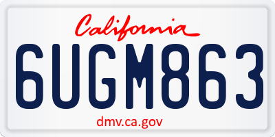 CA license plate 6UGM863