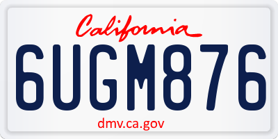 CA license plate 6UGM876