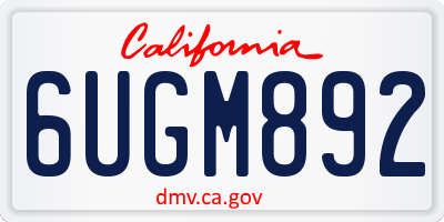 CA license plate 6UGM892