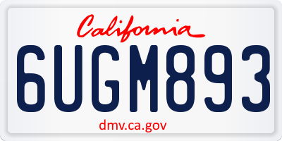 CA license plate 6UGM893
