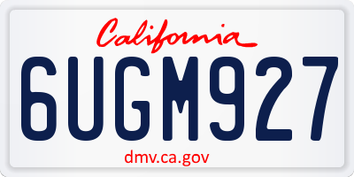 CA license plate 6UGM927