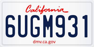 CA license plate 6UGM931