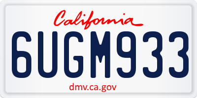 CA license plate 6UGM933