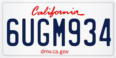 CA license plate 6UGM934