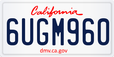 CA license plate 6UGM960
