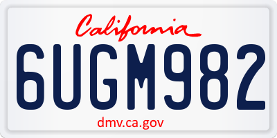 CA license plate 6UGM982